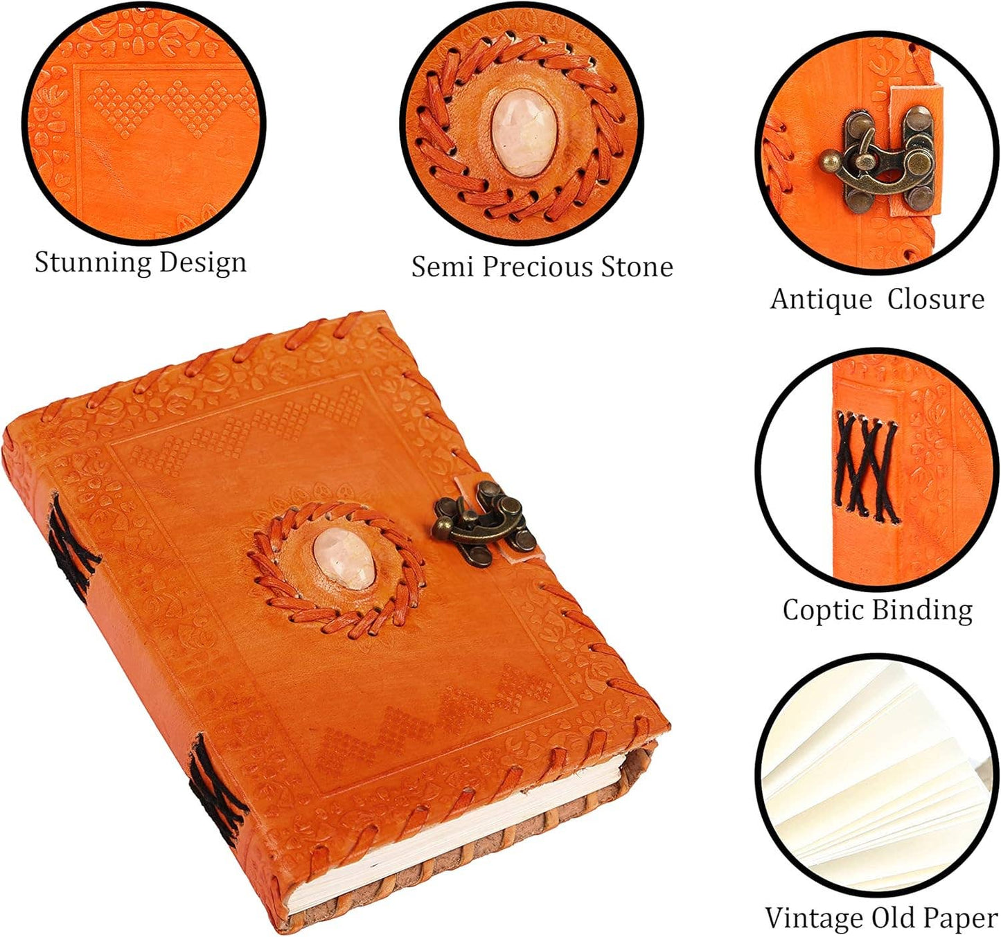 Tuzech Leather - Handmade 7x5 Leather Journal – Vintage Travel Writing Diary: Brown