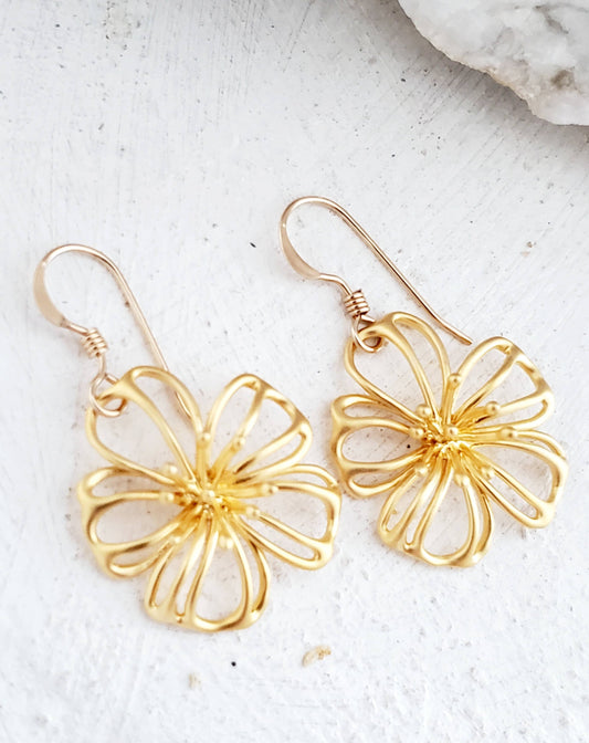 Sosie Designs - Matte Gold Exotic Flower Earrings