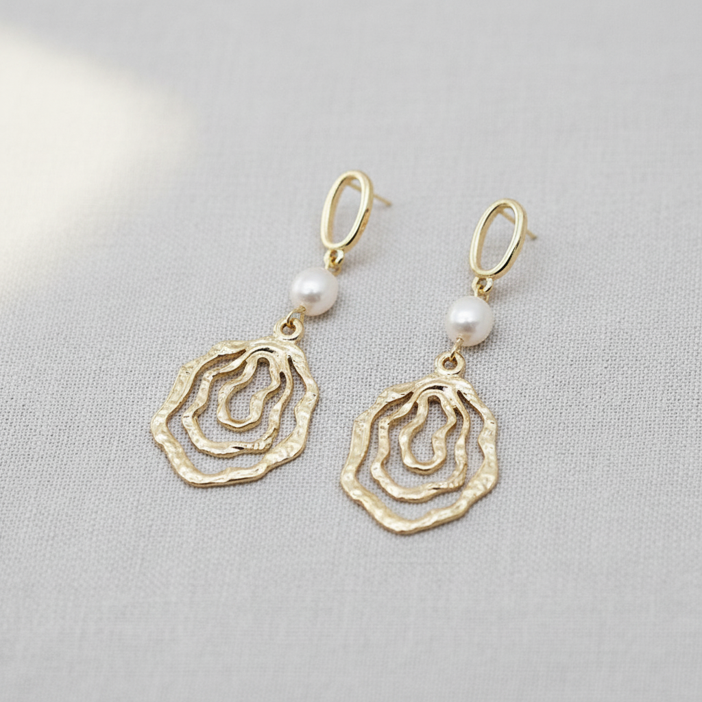 camilla dovey - Circular Frame Baroque Pearl Drop Earrings