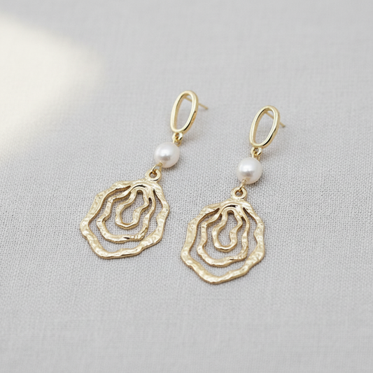 camilla dovey - Circular Frame Baroque Pearl Drop Earrings
