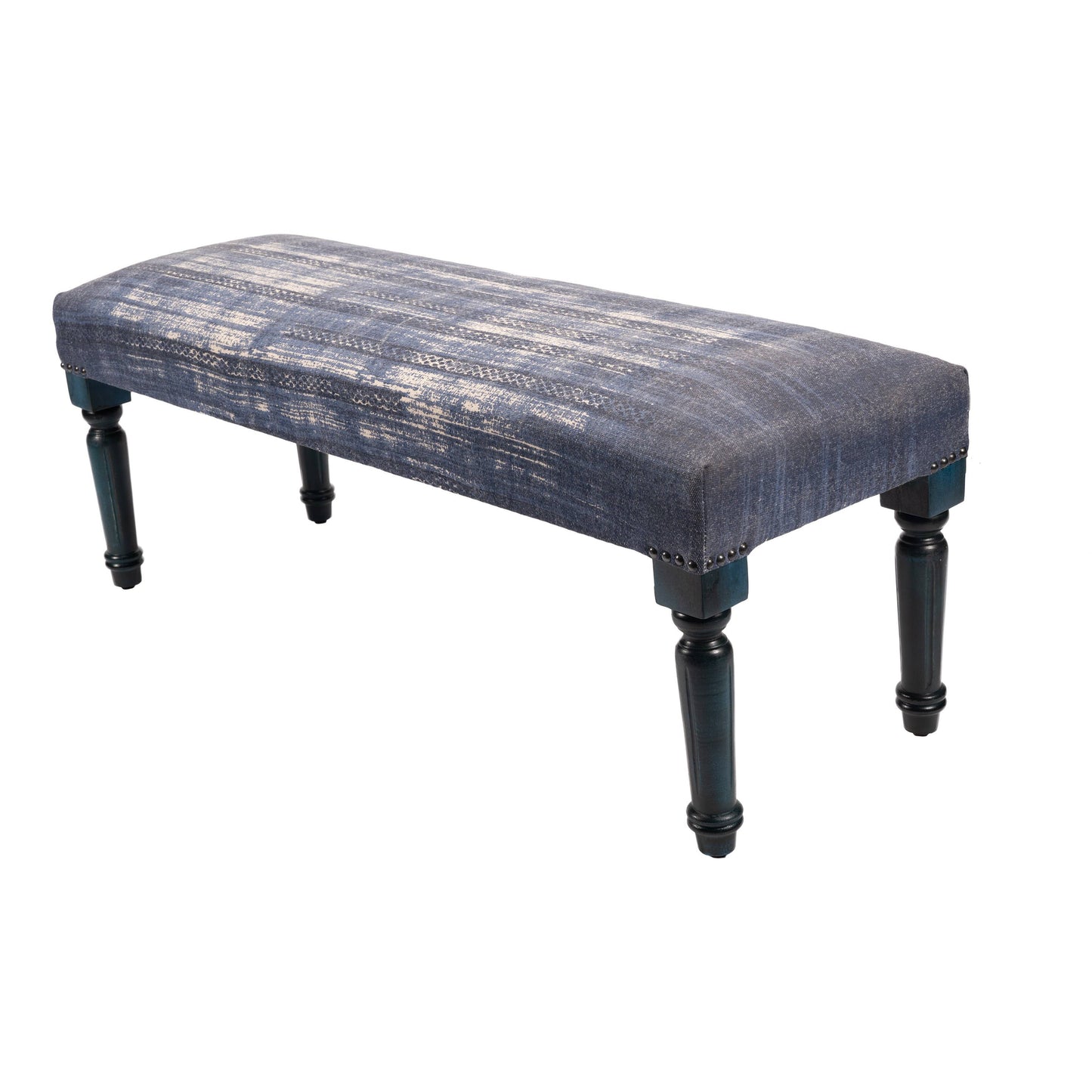 LR Home - Antique Blue Simple Living Indoor Bench: Blue