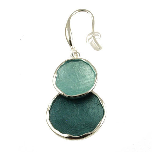 Origin Jewelry - Double Circle Overlay Earrings: Silver Green