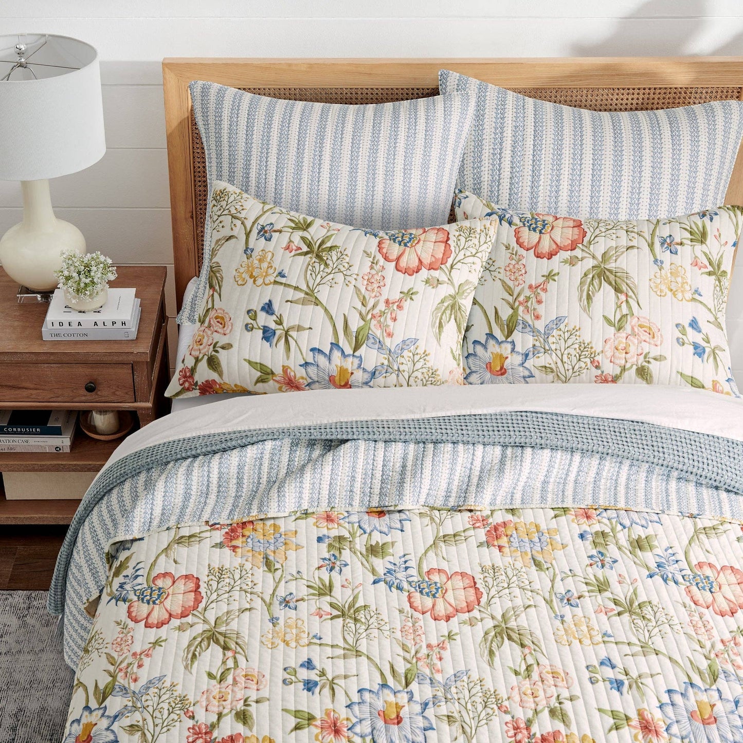 Levtex Home - Maileen Quilt Set: Neutral Blue / King/Cal King
