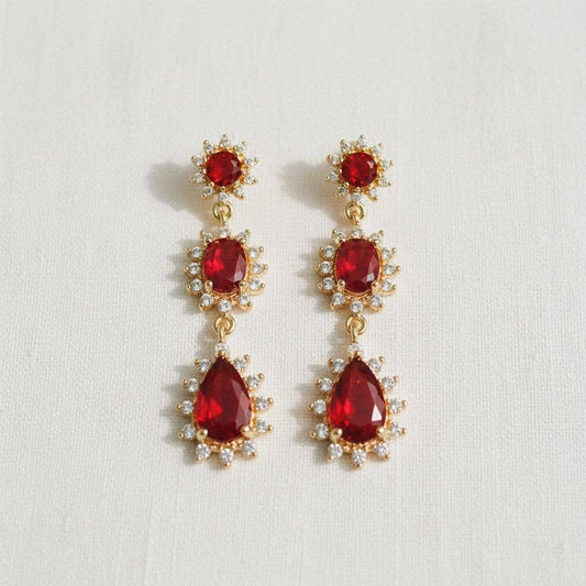 Ellemadera - Regal Vintage-Inspired Gemstone Drop Earrings
