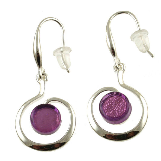 Origin Jewelry - Swirl Earrings, Resin & Shell in Seven Colors: Silver Purple
