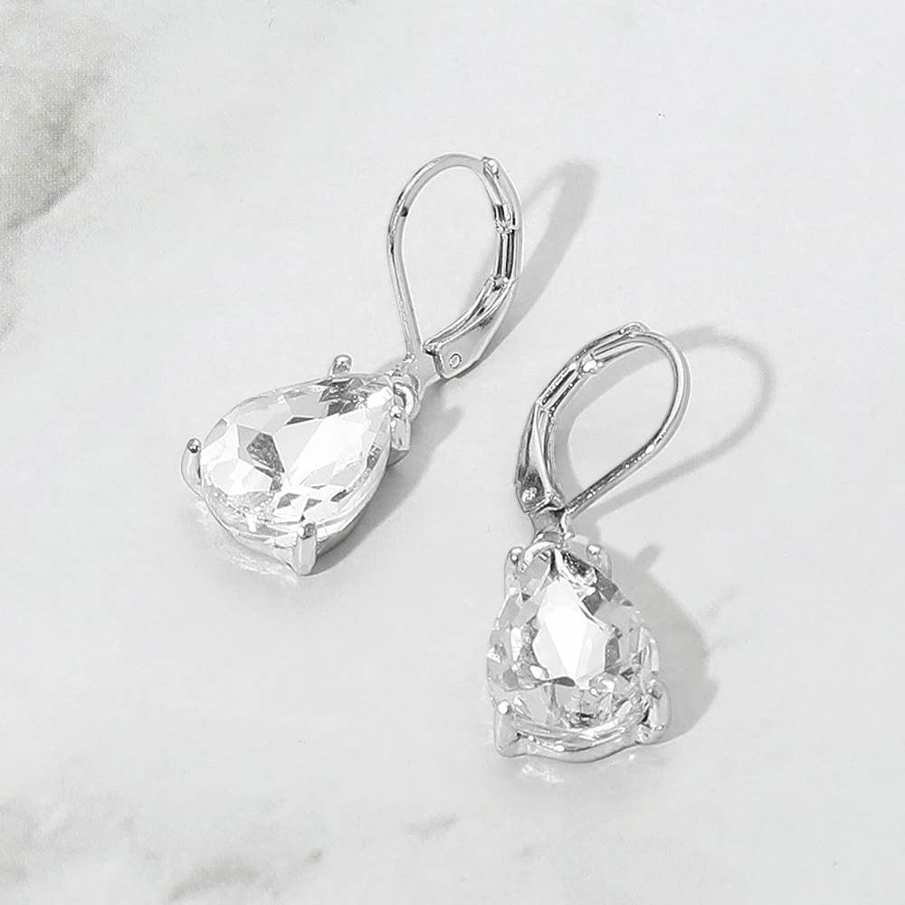 Sensibling Corp. - Teardrop Glass Stone Drop Dangle Earrings: Black