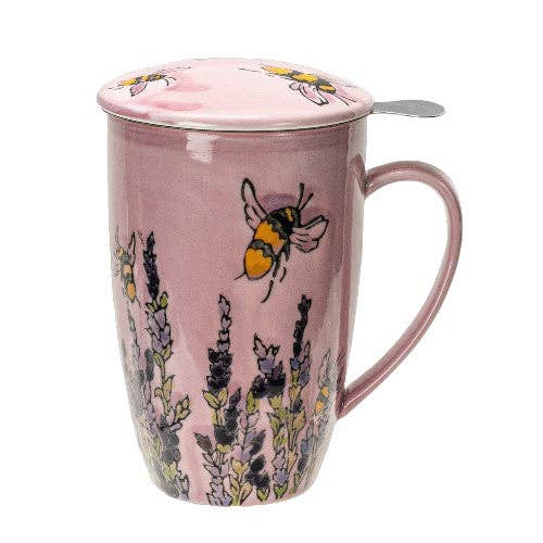 Urban Tokyo - Spring Honeybee Design 15oz Tea Mugs with Lid and Infuser for Loose Leaf Tea (4/32)