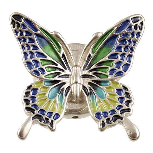 Origin Jewelry - Petite Magnetic Butterfly Brooch: Silver w/Blue-Green Wings