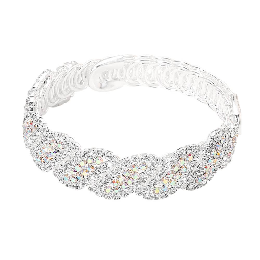 Sensibling Corp. - Rhinestone Paved Twisted Adjustable Evening Bracelet: AB,Gold