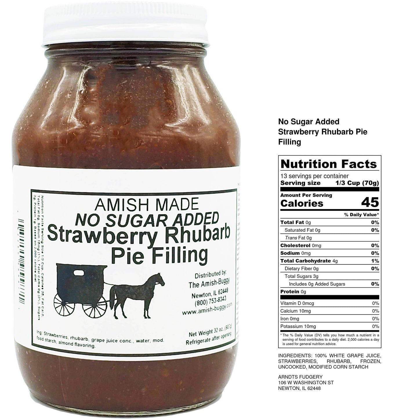 Arndt's Fudgery LLC - Amish Pie Filling - 32 Oz Jar: Peach