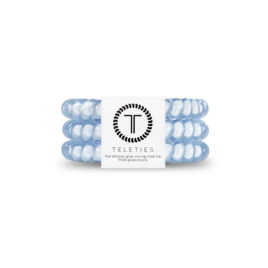 TELETIES - Spiral Hair Coils | Small | Washed Denim Hair Ties