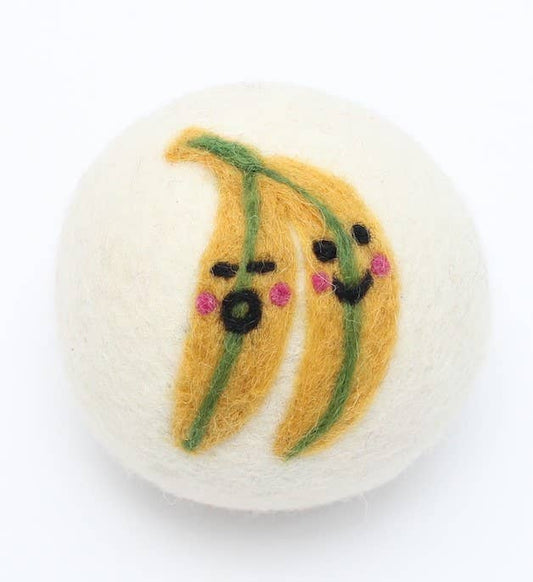 Ethical Global - Fruits: Strawberry, Pear, Plum, Bananas... Wool Dryer Balls: Bananas