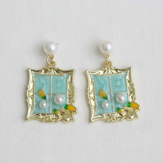 Ellemadera - Artistic Vintage Floral Drop Earrings