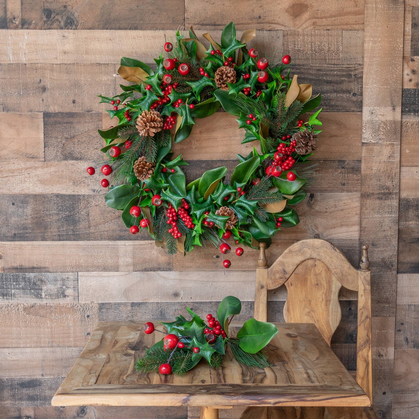 Mills Floral Company - Magnolia & Red Berry Pick - 17 Inch