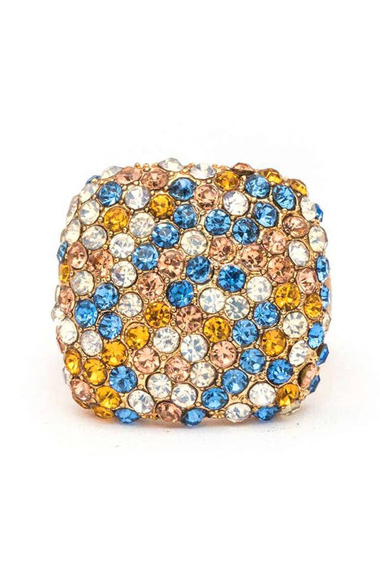 Artini Accessories - Mix Color Crystal Square Stretch Ring