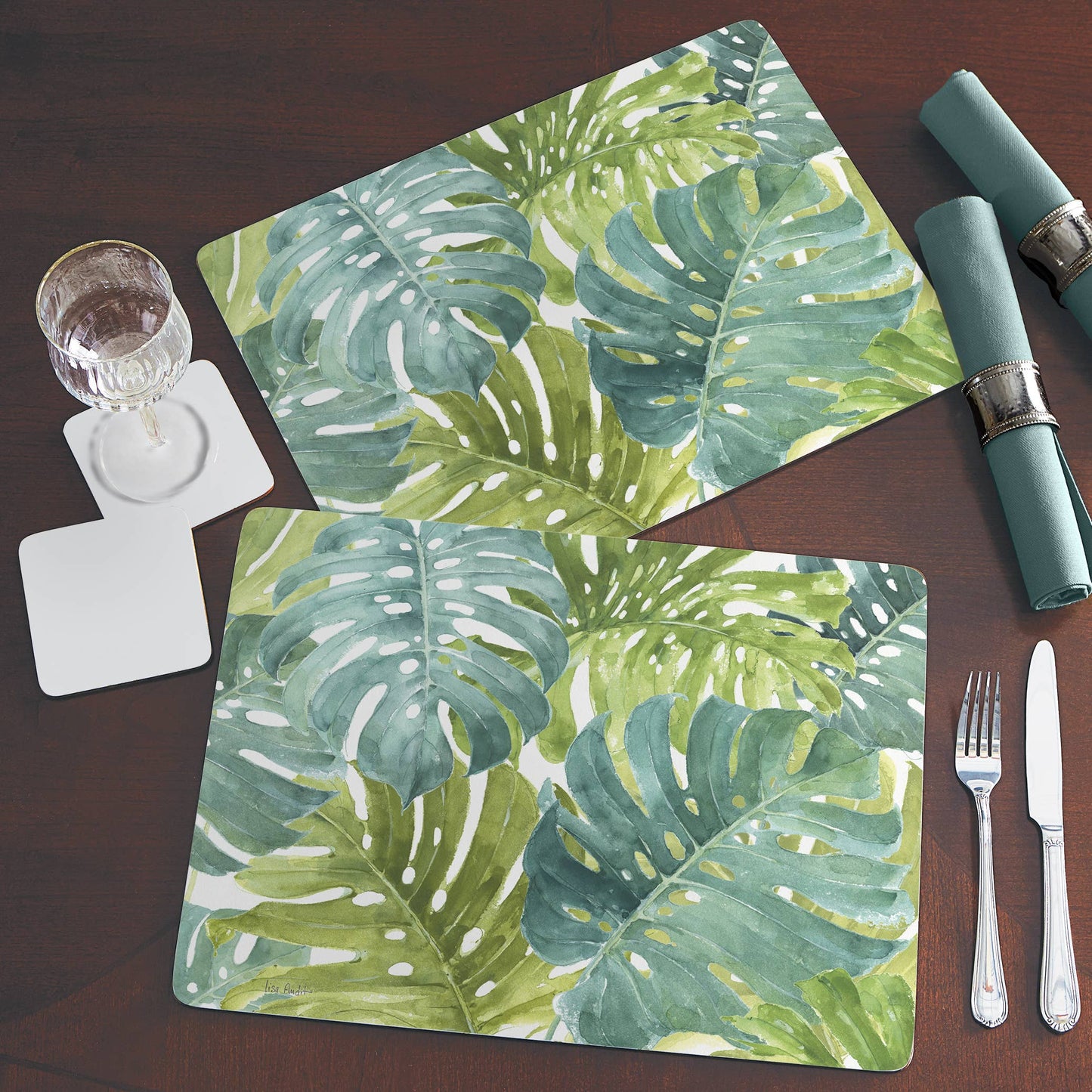 CounterArt/Highland Home/Thirstystone/CoasterStone - Cala Home Tropical Green Decorative Hardboard Placemats