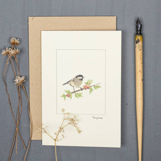 Papersheep UK - Coal Tit Greetings card with wool finish| 3D Greetings card