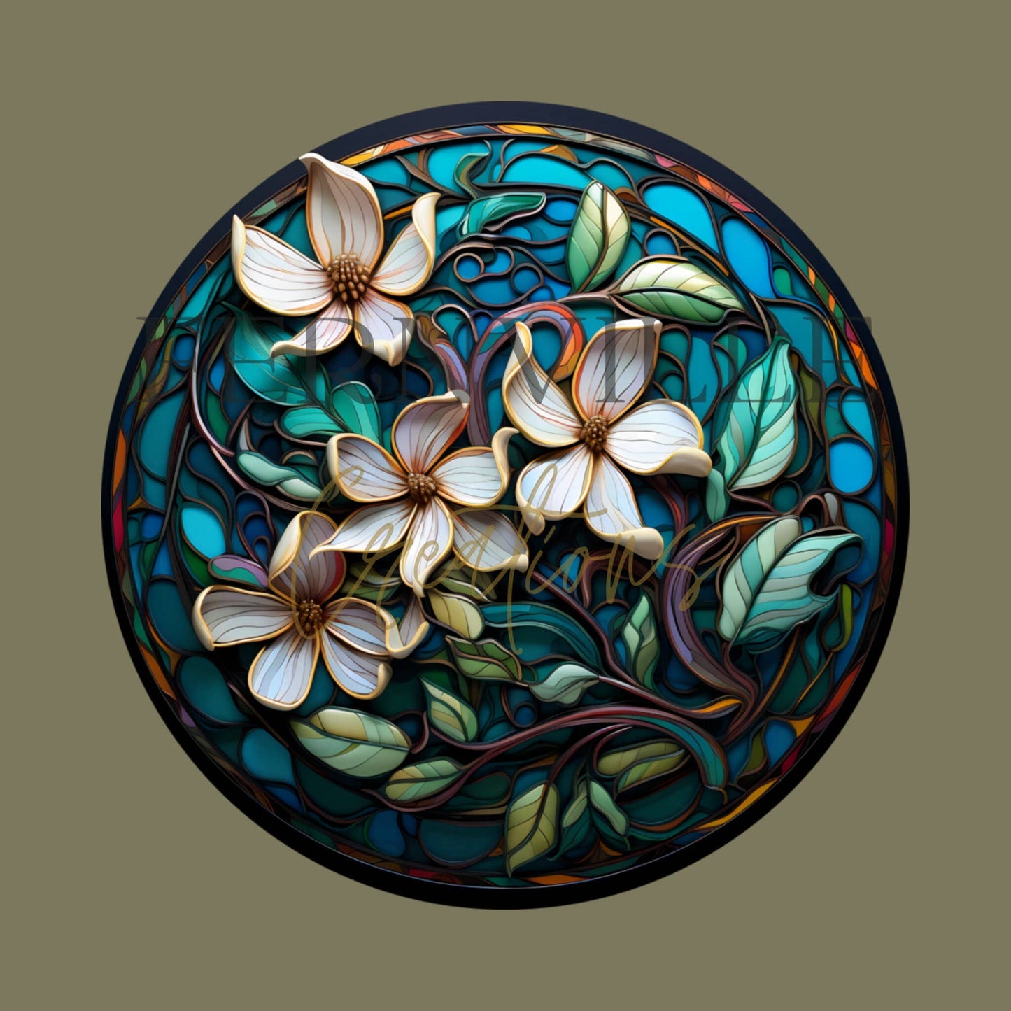 Fernville Creations - Magnolia Glass Cutting/Charcuterie Board & Kitchen Trivet: 12 Inch