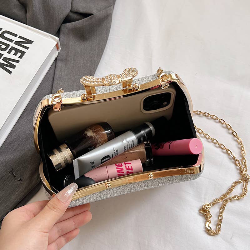 ACCITY - FINE GLITTER CLUTCH DRESS LADY EVENING BAG CLUTCH_CWAB3258: Silver / (OS) 1