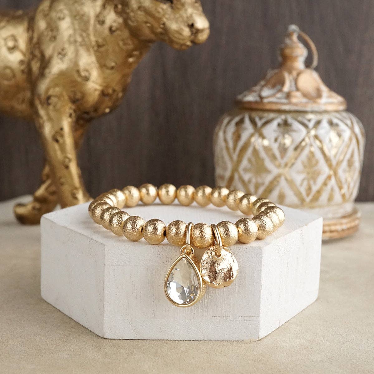 PennyLine inc - Brilliant Bond – Statement Chain Bracelets with Reflective Crystals: Stretchy Ball Beads