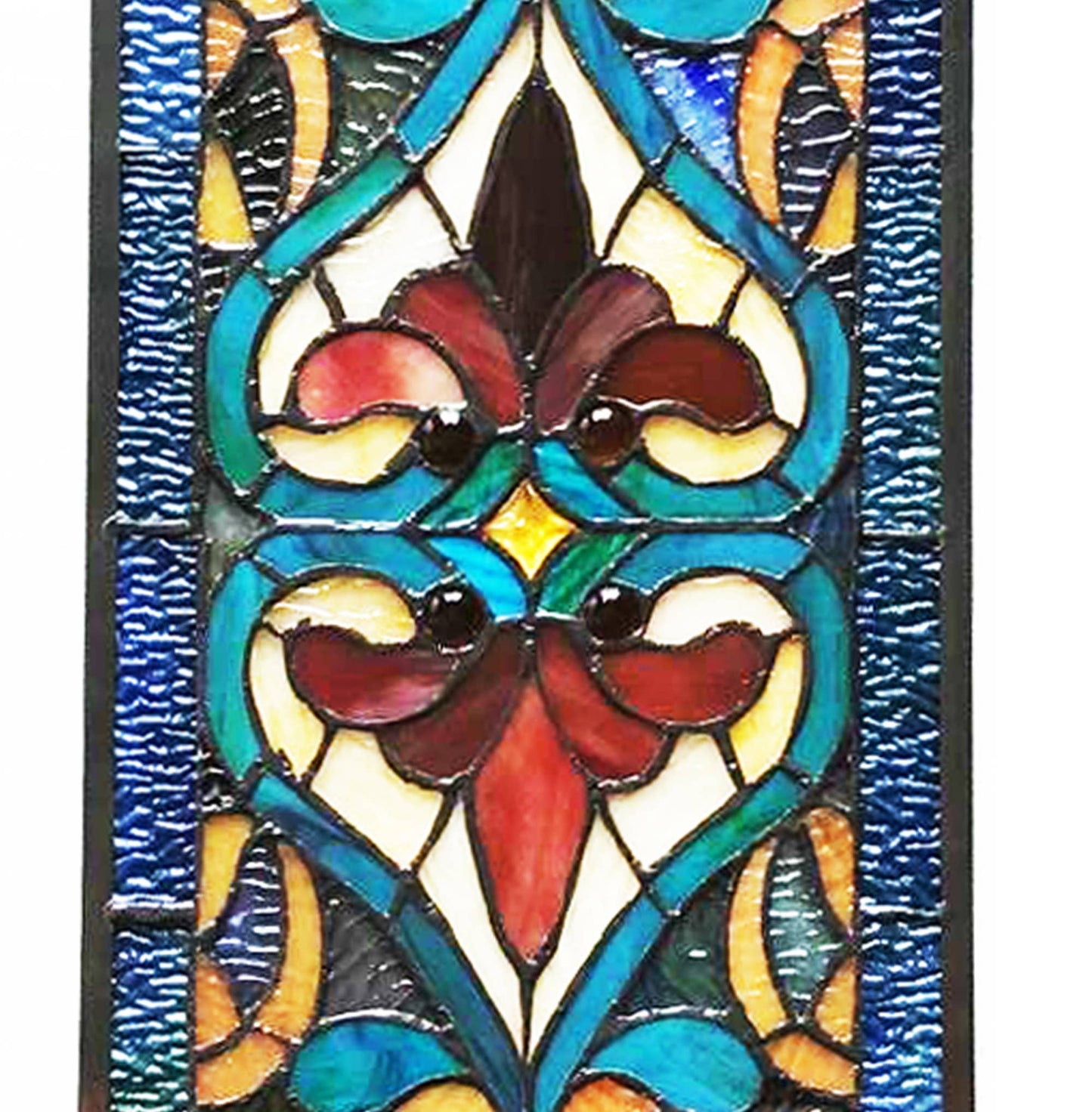 River of Goods - 36"H Lani Victorian Red or Blue Stained Glass Window Panel: Blue