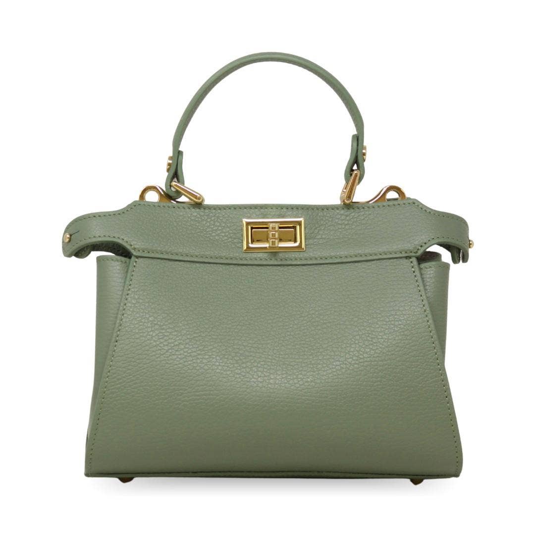 German Fuentes Handbags - GF0823 GENUINE ITALIAN LEATHER HANDLE AND CROSSBODY BAG: CAMEL