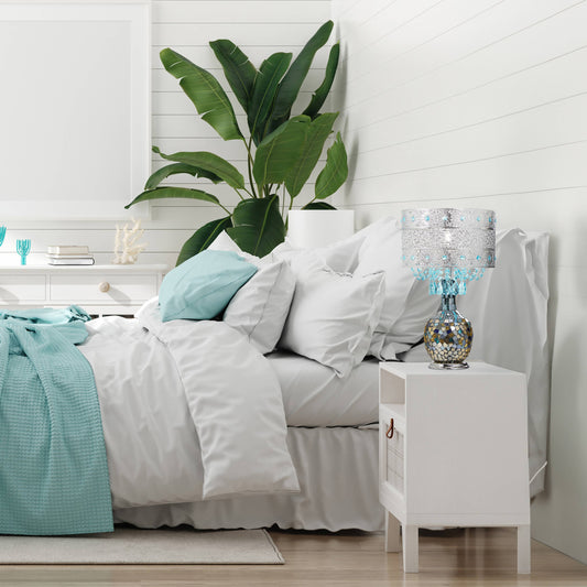 River of Goods - 21.75" Silver & Turquoise Ombre Glass Table Lamp