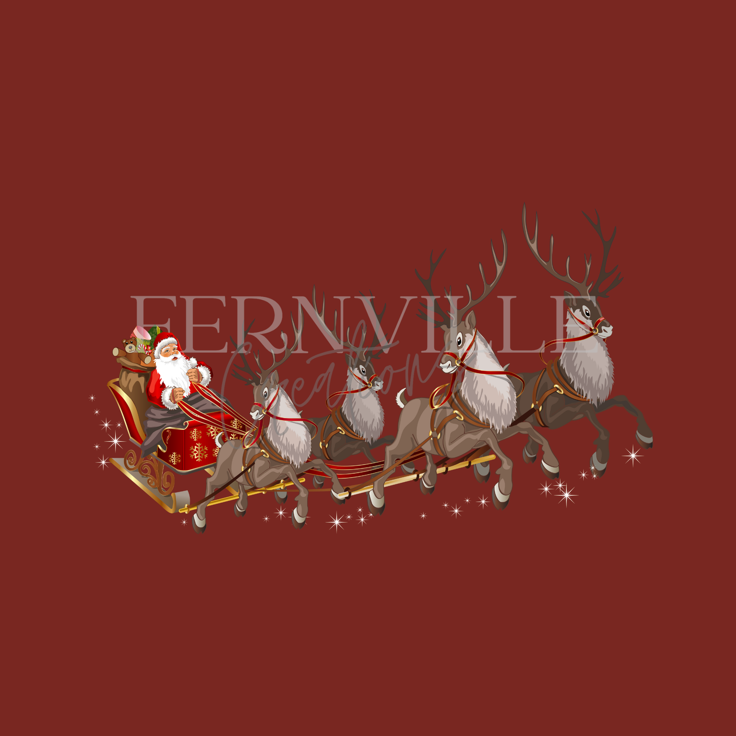 Fernville Creations - Holiday Fingertip Towel, Santa & Reindeer Decor