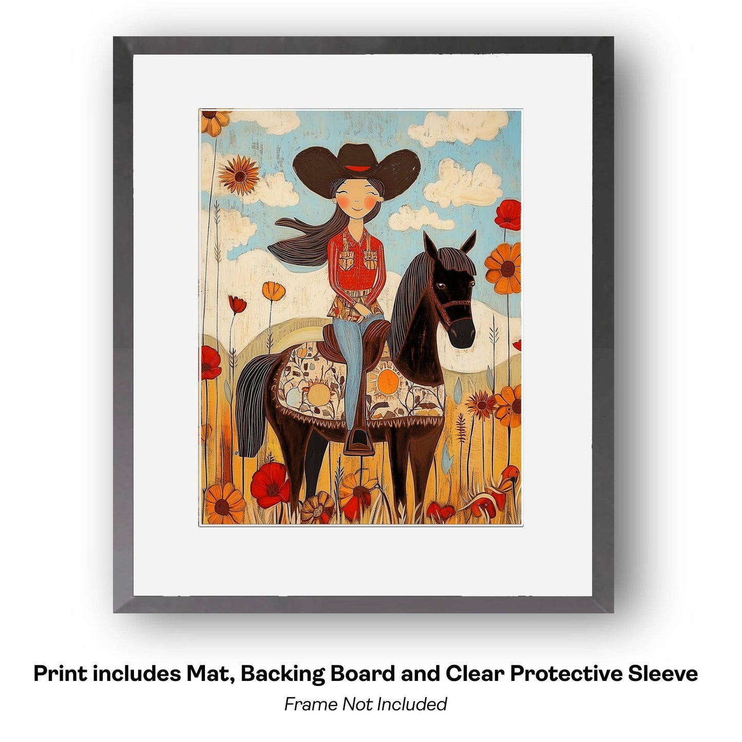 Mowbi - Folk Fairy Wildflowers -  Folk Art Prints – 8″x10″ Artwork in 11″x14″ Mat