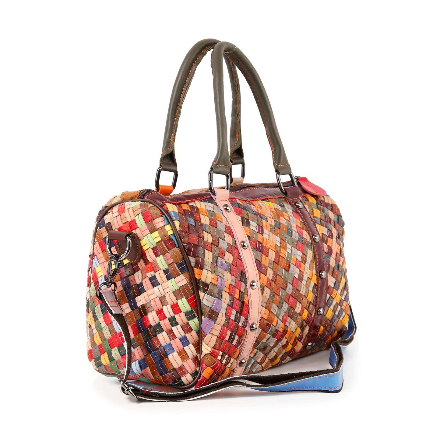 Handbag Express - Genuine Leather Woven Large Satchel: MultI