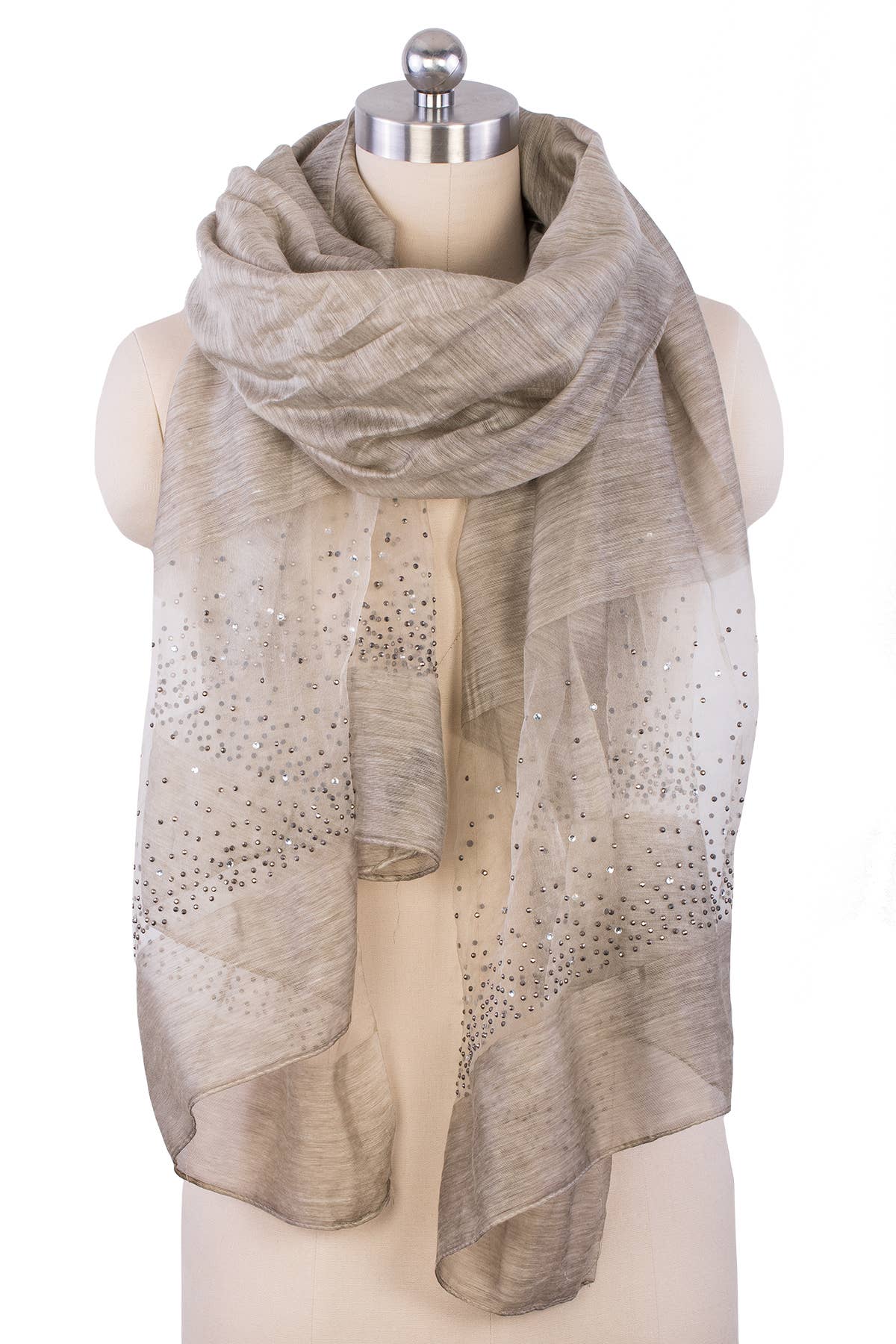 SAACHI - Star Gazer Wool Blend Sparkle Silk Scarf: Ivory