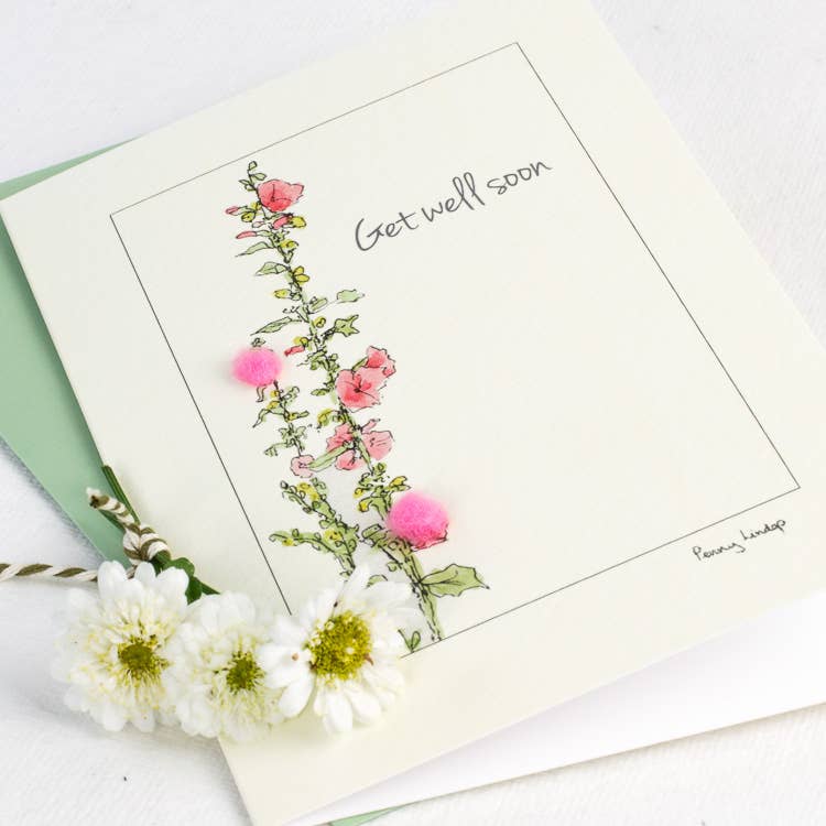 Papersheep UK - Hollyhocks 3D Get Well Soon Cards | Floral Greeting Cards