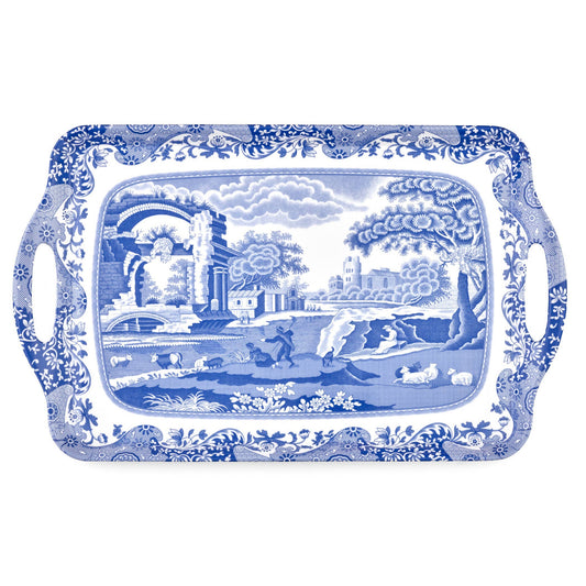 Portmeirion, Spode, Pimpernel, Nachtmann, Wrendale Designs - Blue Italian Large Melamine Handled Tray: Melamine / Blue Italian