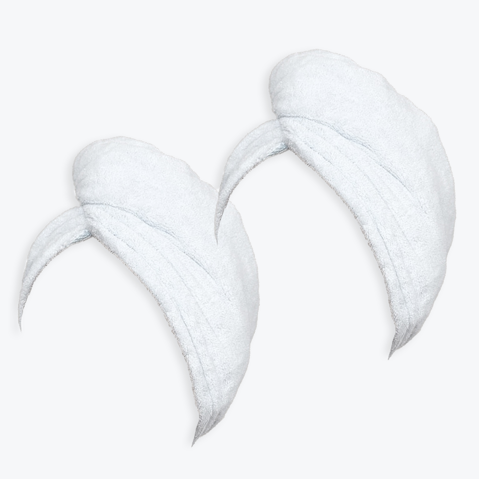 Allure Bath Fashions - Towelling Hair Wraps 100% Cotton - Pack of 2: White