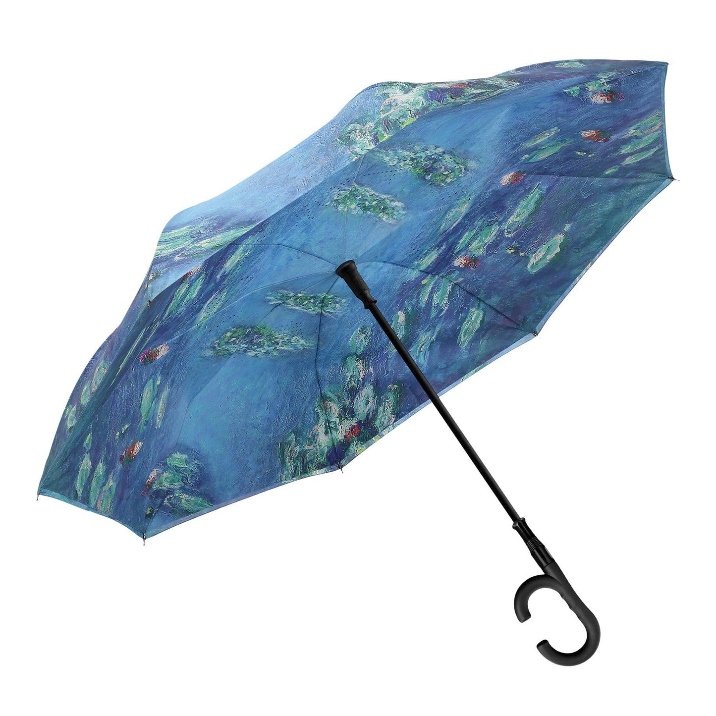 RainCaper - Monet Water Lilies Reverse Inverted Umbrella – Hands-Free, Windproof Design