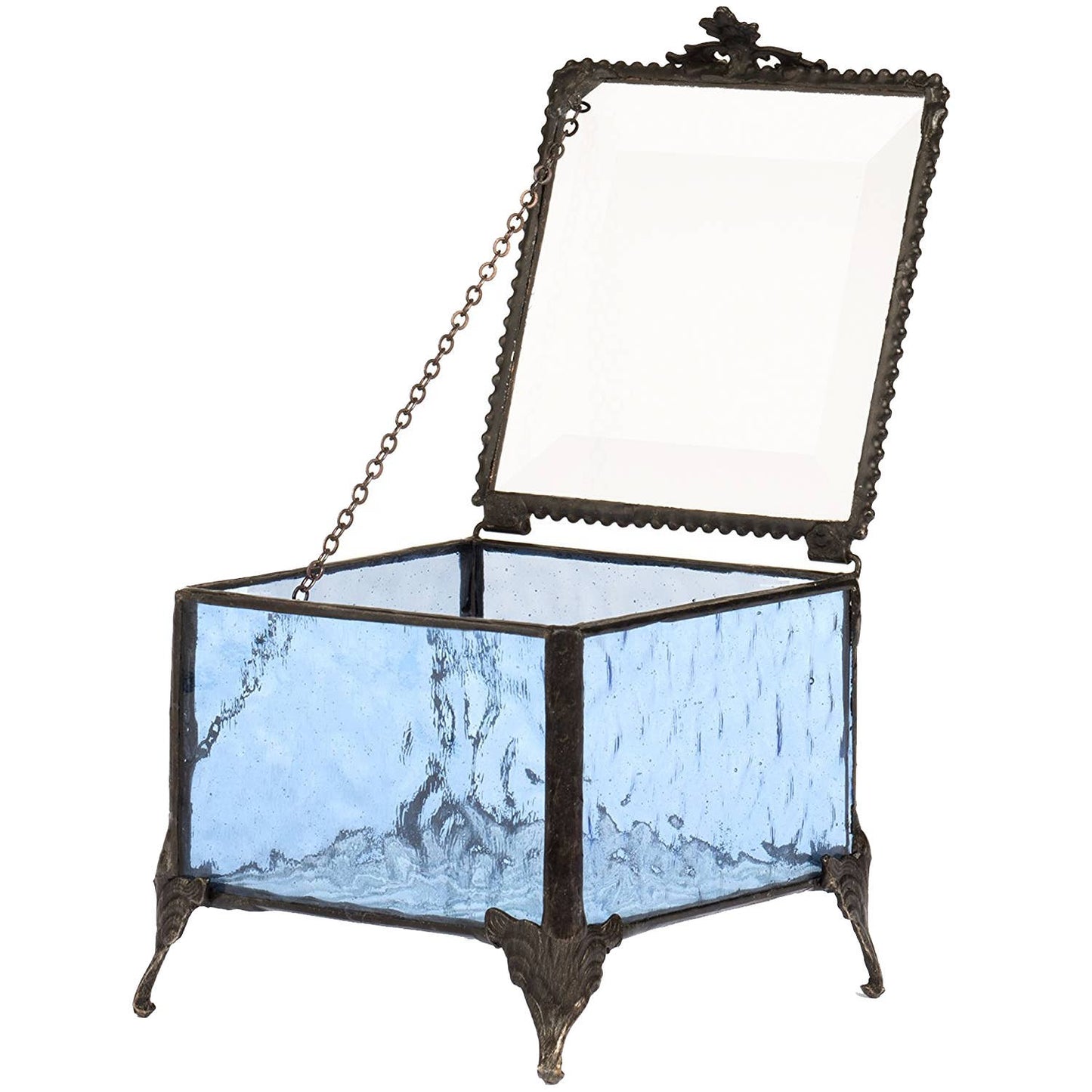 J Devlin Glass Art & Bert Anderson Collection - Blue Stained Glass Decorative Keepsake Box J Devlin Box 837