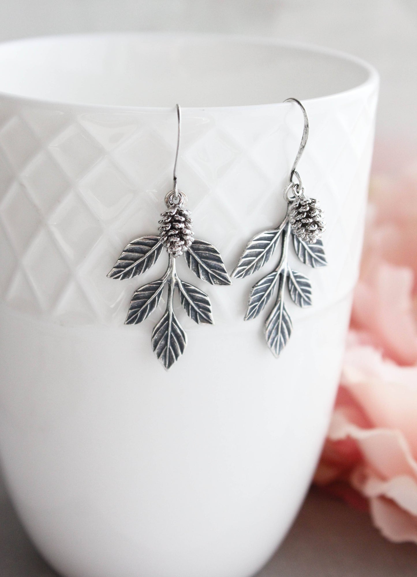 A Pocket of Posies - Branch Earrings | Pine Cone Earrings | Silver Earrings