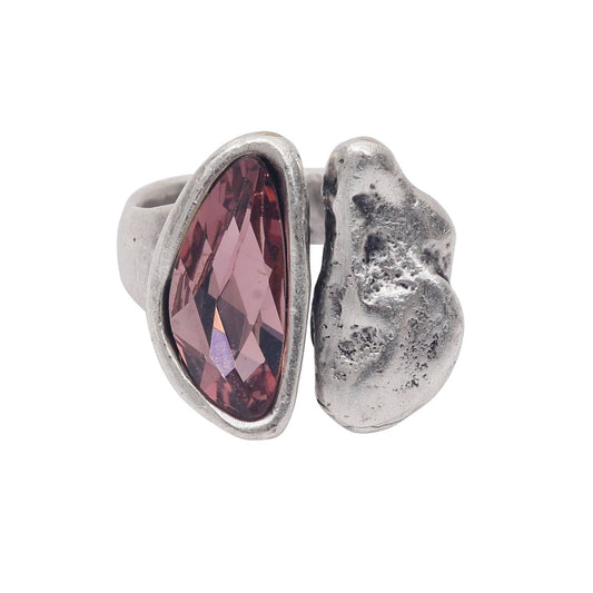 Chanour - Handmade Pink Crystal Brass Ring - 6993