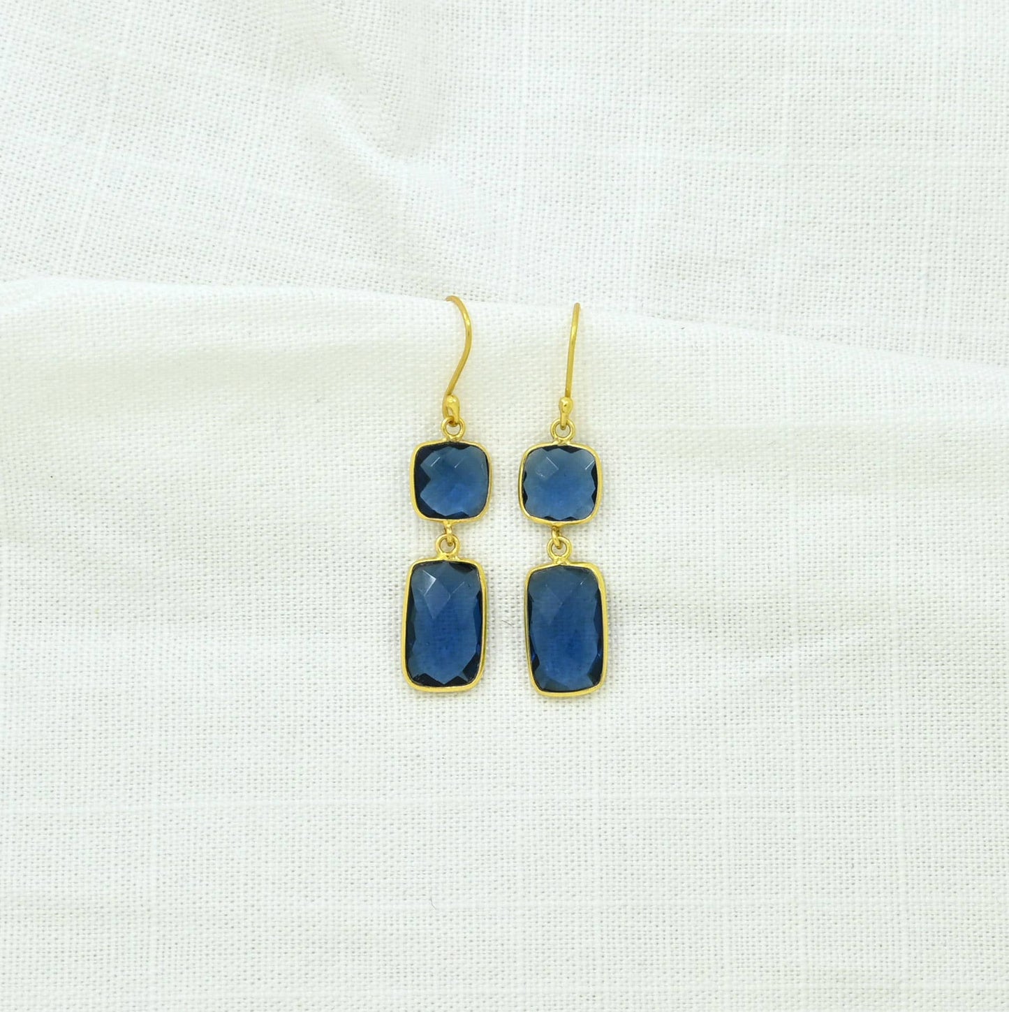 Schmuckoo Berlin - Aanya Earrings Gold Silver 925 - Blue Iolite