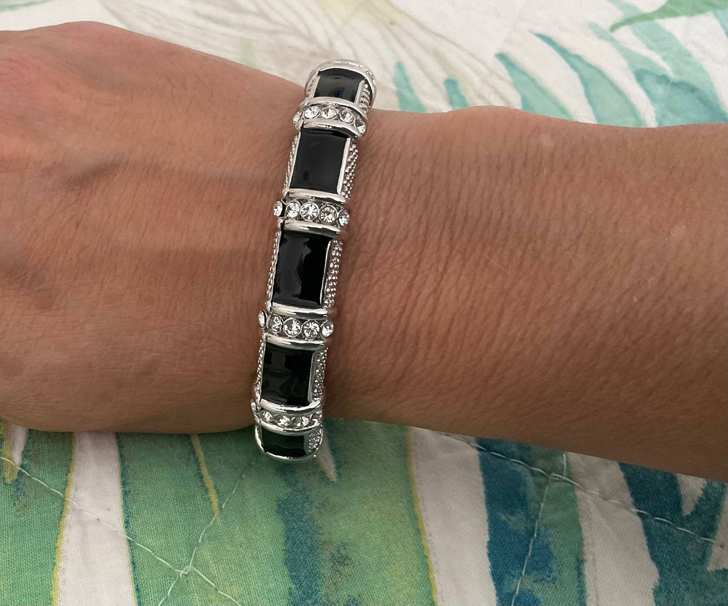My Best Kept Jewelry - Black Enamel Station Bangle