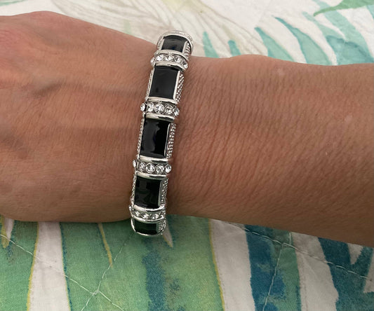 My Best Kept Jewelry - Black Enamel Station Bangle