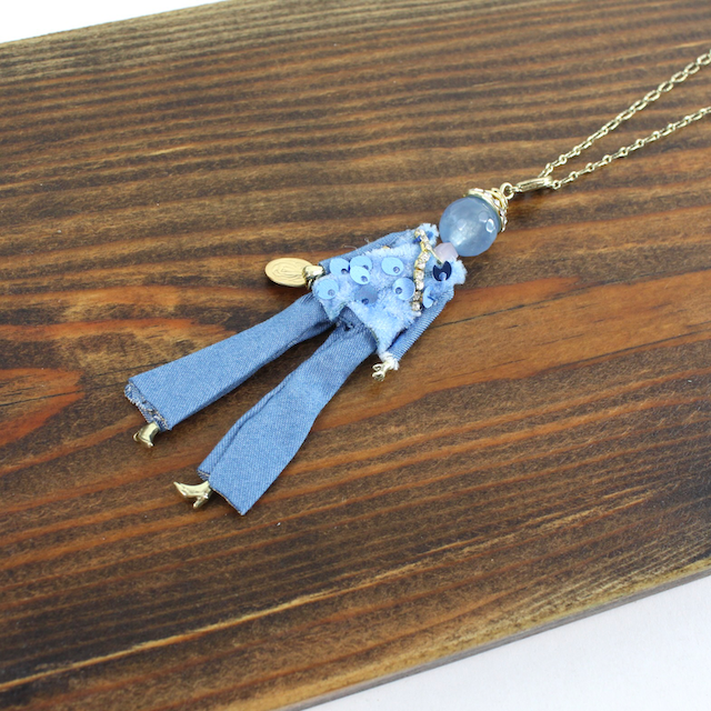 Pretty Persuasions - N23188B Stone Adorned French Doll Stainless Steel Necklace: 04 GD/French Doll 4