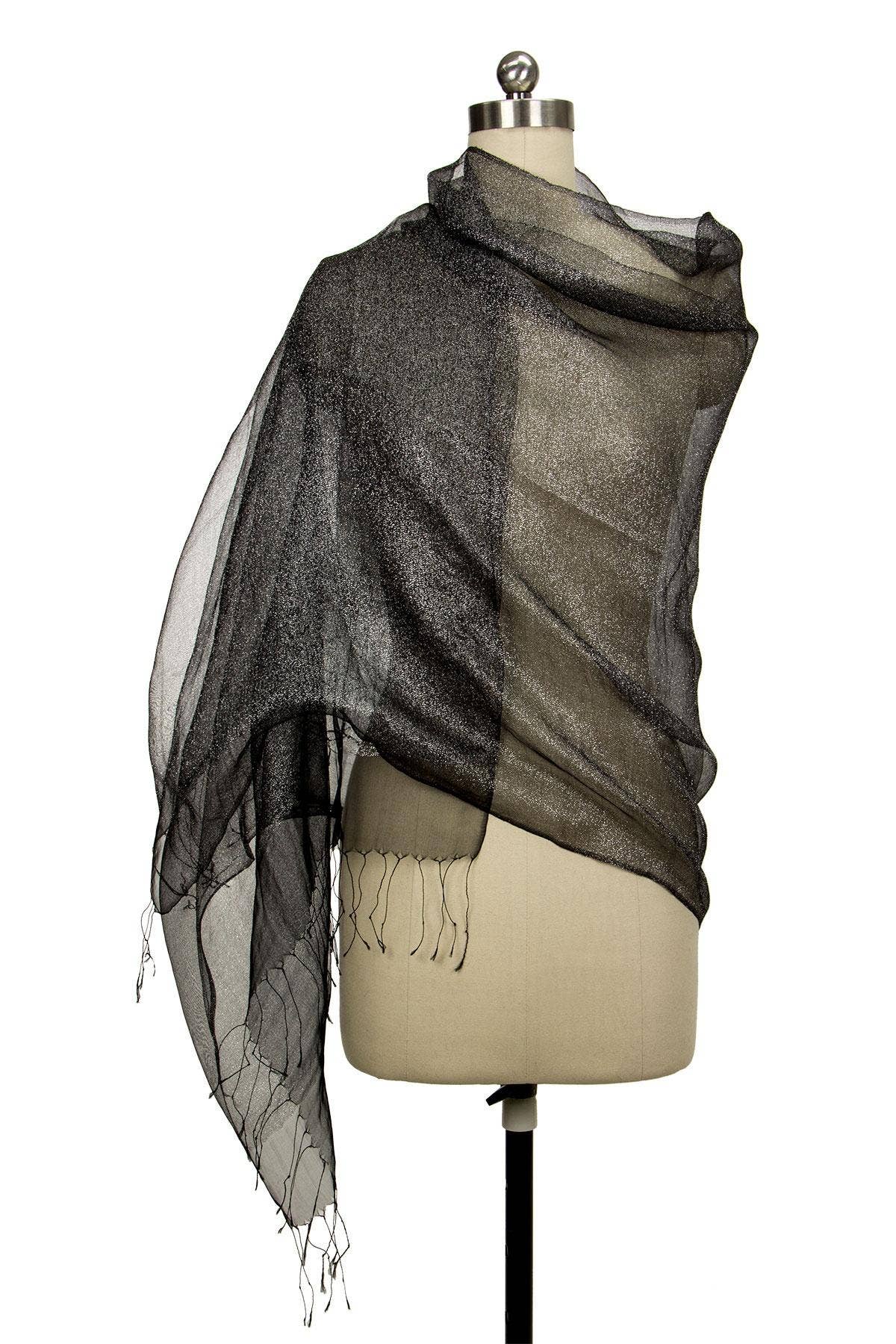 SAACHI - Glitz Silk Scarf: Black