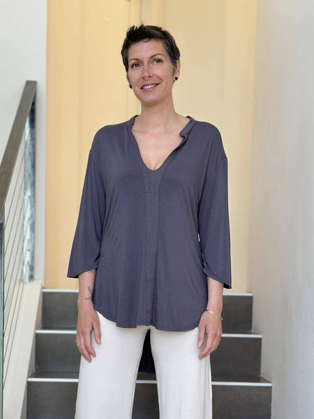 CARAUCCI - Kurta Tunic: Navy / One Size