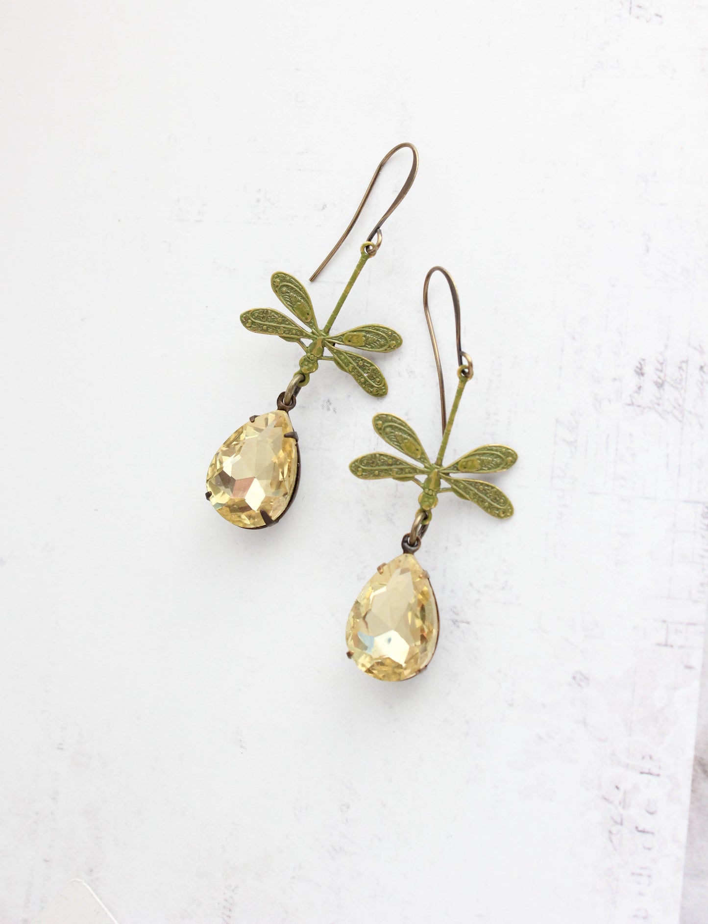 A Pocket of Posies - Dragonfly Earrings | Green Patina | Long Earrings