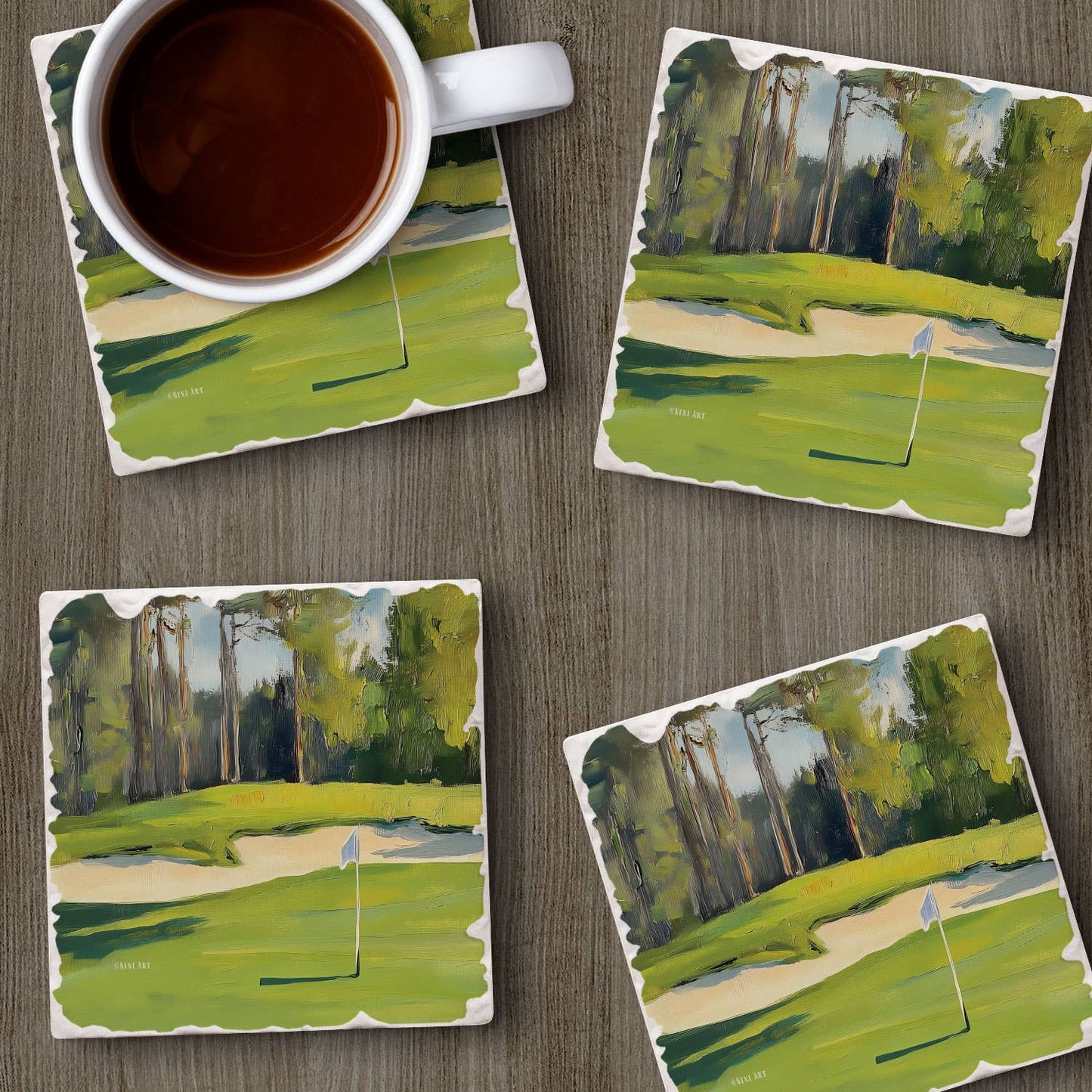 CounterArt/Highland Home/Thirstystone - Golf Course 4 Pack Tumbled Tile Stone Coasters