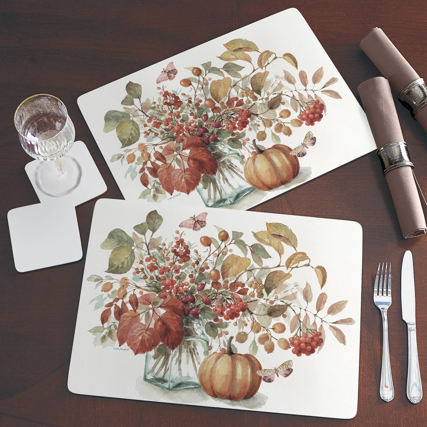 CounterArt/Highland Home/Thirstystone/CoasterStone - Cala Home Autumn In Nature Decorative Hardboard Placemats