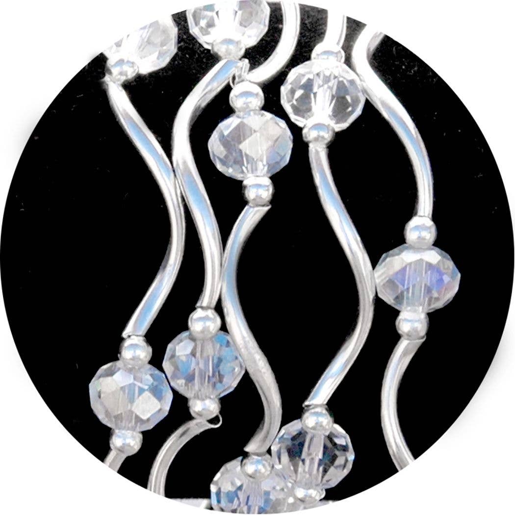 My Fun Colors - Fashion Stretch Bracelets Select from 91 Color Styles: Silver Crystal