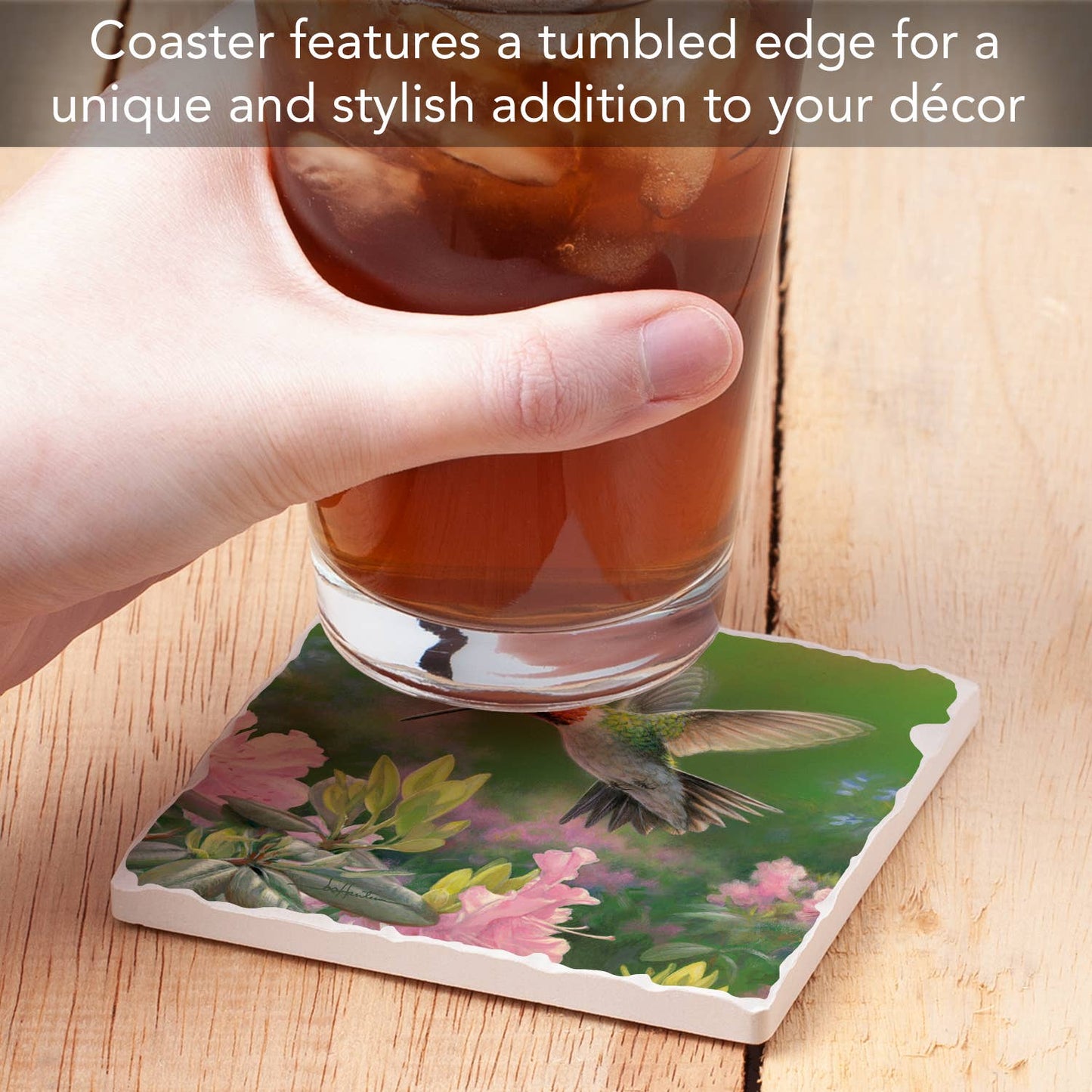 CounterArt/Highland Home/Thirstystone - Hummingbird #1 Single Absorbent Stone Tumbled Tile Coaster
