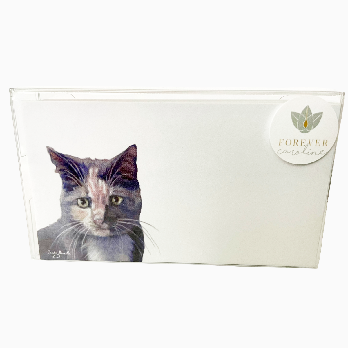 Forever Caroline LLC - Gray Tabby Cat “Love Notes” Pack of 60 Tiny Cards